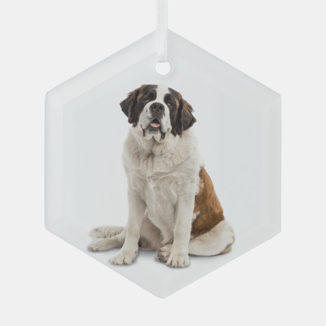 St. Bernard Dog Pet Animal  Glass Tree Decoration (Front)