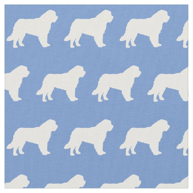 St Bernard Dog Silhouette Pet Light Blue Fabric (Close Up)