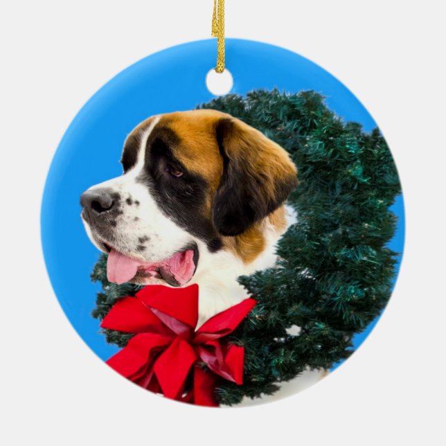 St Bernard dog with Wreath ornament (Back)