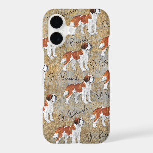 St Bernard Dogs with a Rustic Textured Background,