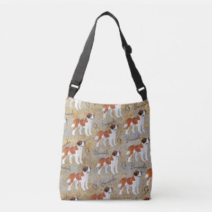 St Bernard Dogs with a Rustic Textured Background, Crossbody Bag