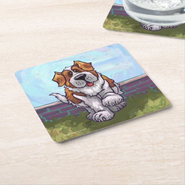 St. Bernard Gifts & Accessories Square Paper Coaster (Angled)
