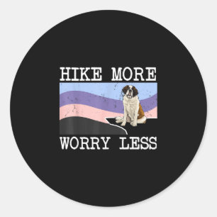St bernard hike more worry less graphic hiking classic round sticker