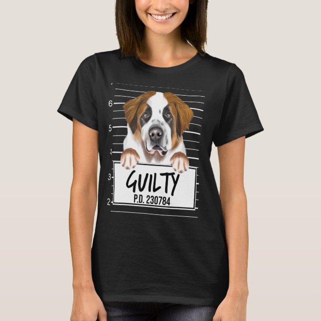 St Bernard Mugshot Guilty Dog T-Shirt (Front)
