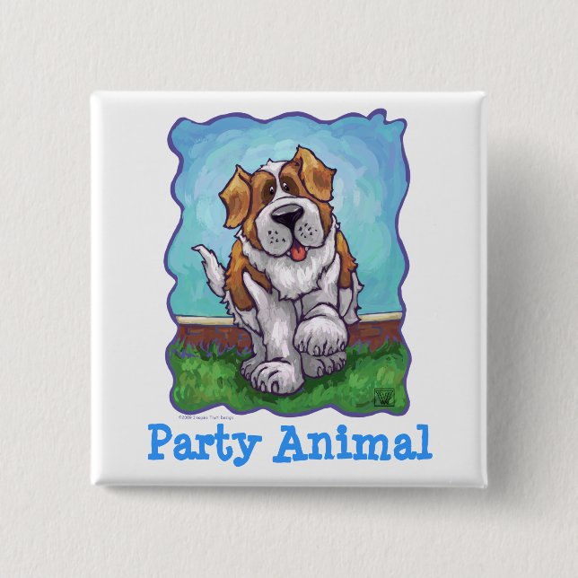 St. Bernard Party Centre 15 Cm Square Badge (Front)