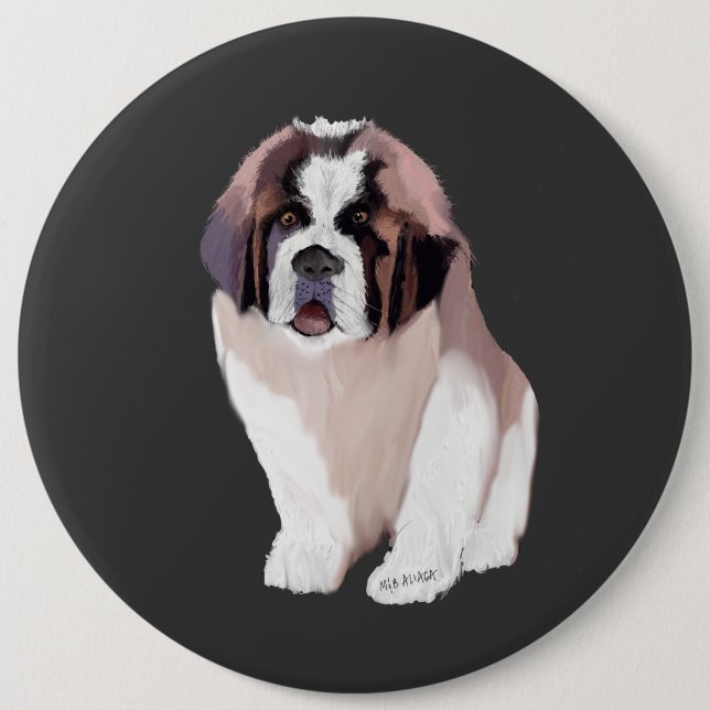 St. Bernard Puppy 6 Cm Round Badge (Front)