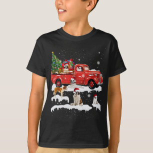 St Bernard Riding Red Truck Merry Christmas X-mas  T-Shirt