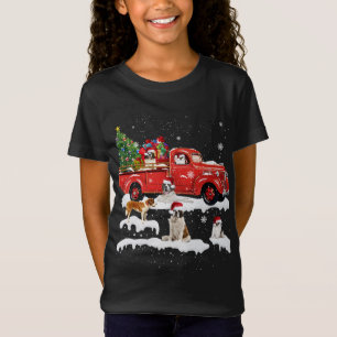 St Bernard Riding Red Truck Merry Christmas X-mas T-Shirt