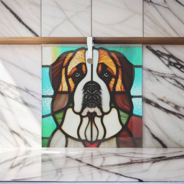 St. Bernard "Stained Glass"  Glass Tree Decoration (Creator Uploaded)