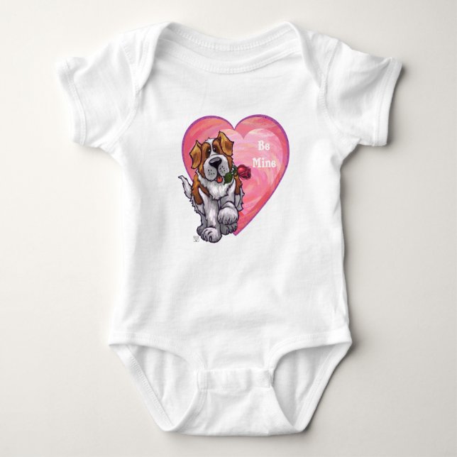St. Bernard Valentine's Day Baby Bodysuit (Front)