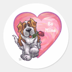 St. Bernard Valentine's Day Classic Round Sticker