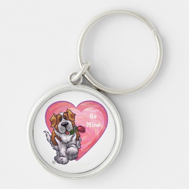 St. Bernard Valentine's Day Key Ring (Front)