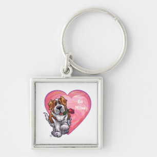 St. Bernard Valentine's Day Key Ring