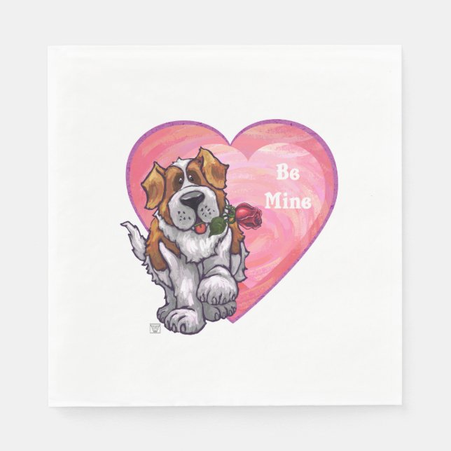 St. Bernard Valentine's Day Napkin (Front)