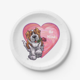 St. Bernard Valentine's Day Paper Plate