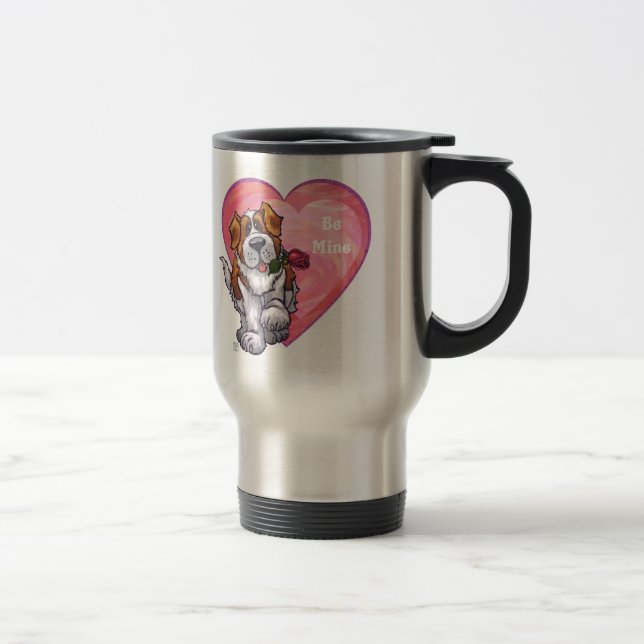 St. Bernard Valentine's Day Travel Mug (Right)