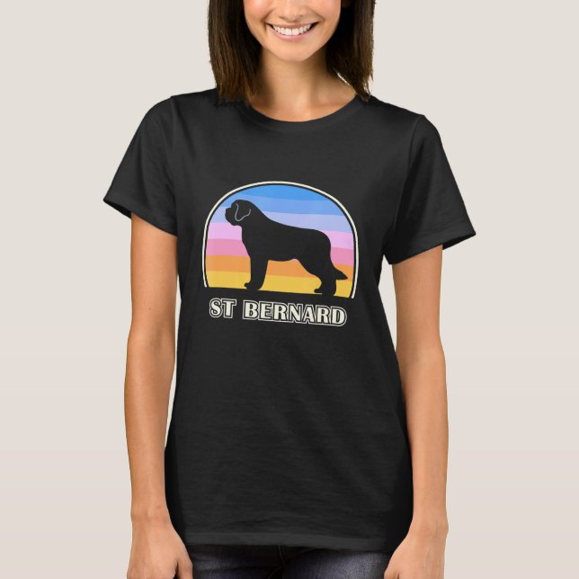 St Bernard Vintage Sunset Dog T-Shirt (Front)