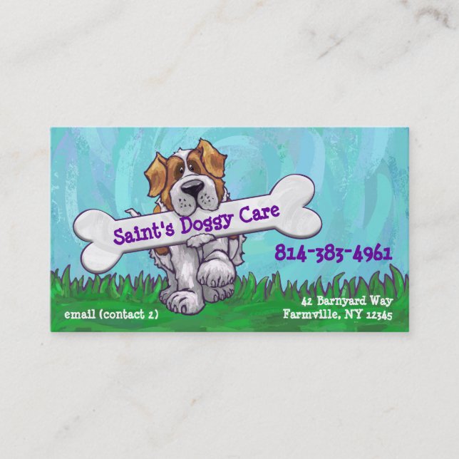 St. Bernard with a Bone Business Cards (Front)
