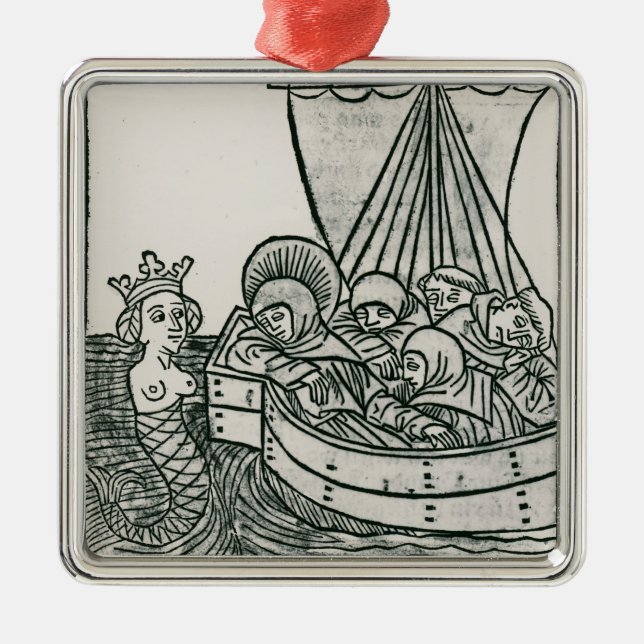St. Brendan and the Siren Metal Tree Decoration (Front)
