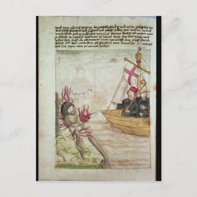St. Brendan in his ship Postcard (Front)