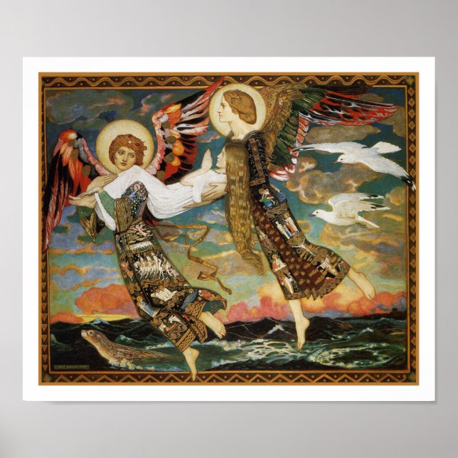 St. Bride Carried by the Angels by John Duncan Poster (Front)