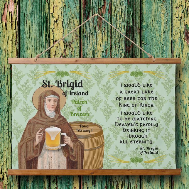 St. Brigid of Ireland and Her Barrel of Beer Hanging Tapestry (Creator Uploaded)