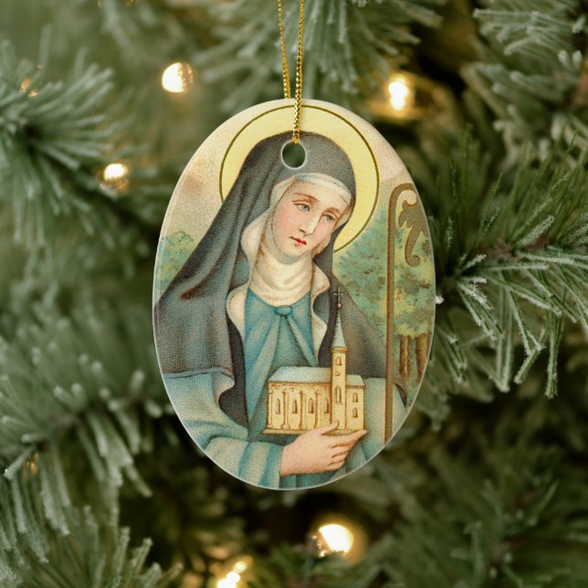 St. Brigid of Ireland (M 014) Ceramic Tree Decoration (Tree)