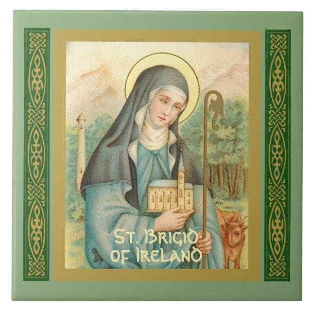 St. Brigid of Ireland (M 014) Tile (Front)