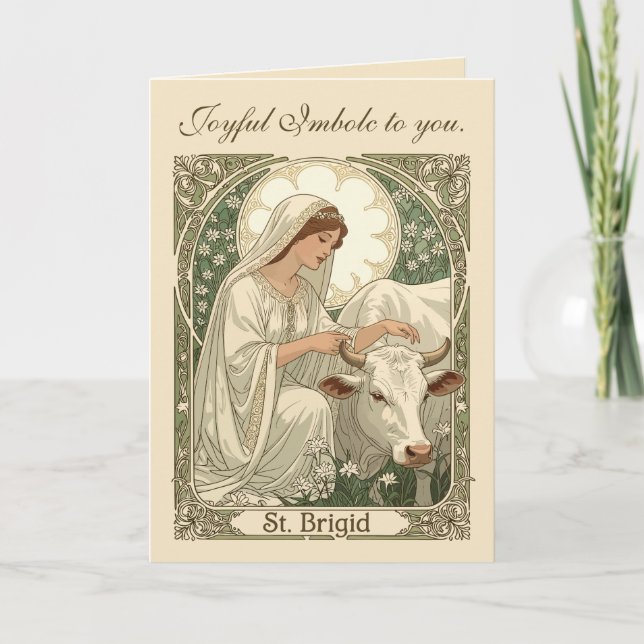 St Brigid Patroness Saint Of Ireland With White Co Card (Front)