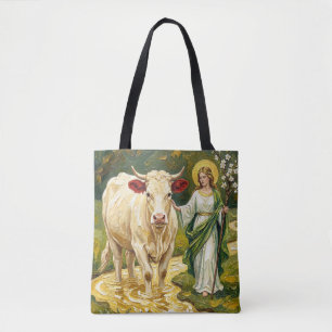 St. Brigid & The White Cow (Imbolc) Tote Bag