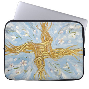 St Brigid's Cross Snowdrops Golden Imbolc Art Laptop Sleeve