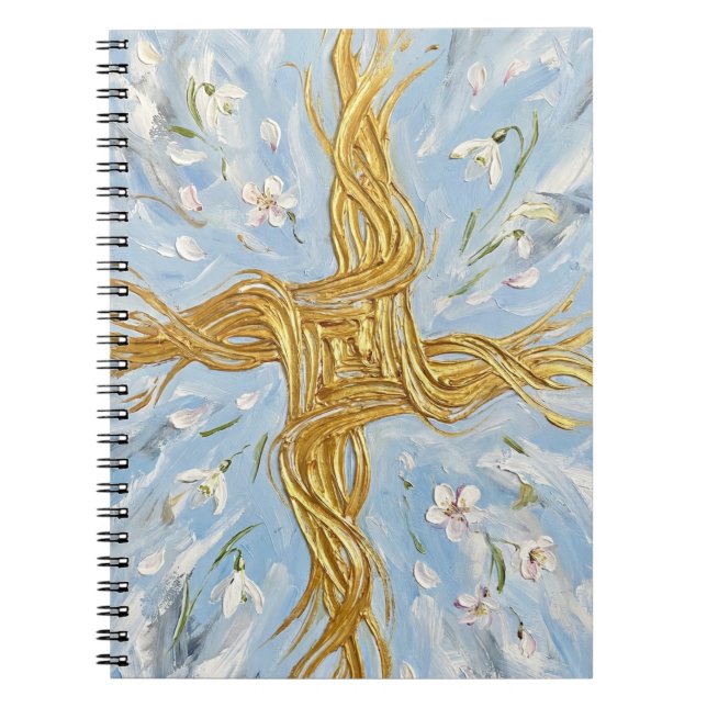 St Brigid's Cross Snowdrops Golden Imbolc Art Notebook (Front)