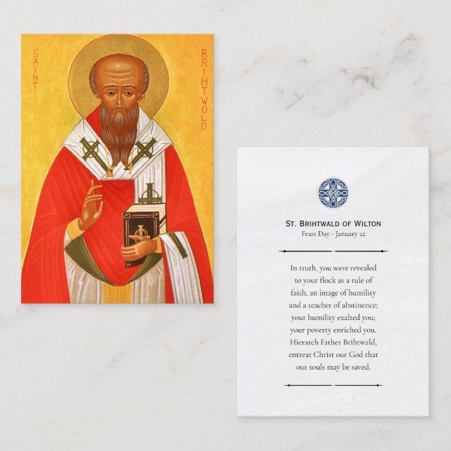 St. Brihtwald of Wilton Orthodox Prayer Card  (Front/Back)