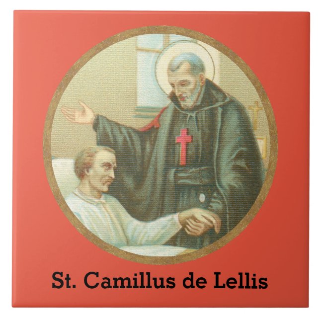 St. Camillus Comforting an Invalid (M 021) Tile (Front)