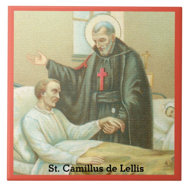 St. Camillus Comforting an Invalid (M 021) Tile (Front)