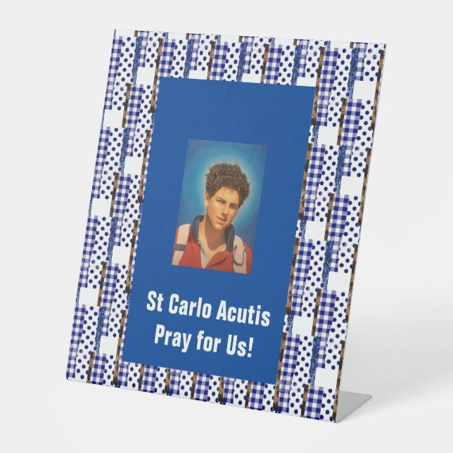 St Carlo Acutis Card Pedestal Sign (Front)