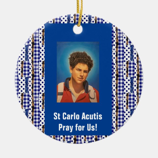 St Carlo Acutis Ceramic Tree Decoration (Front)