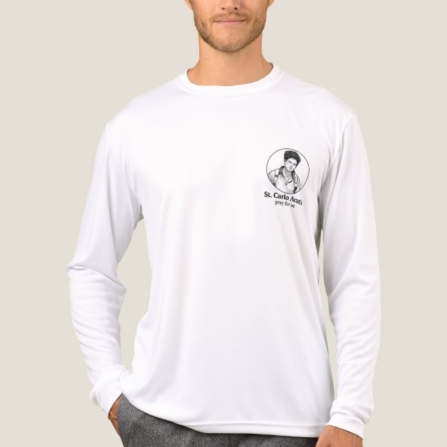 St. Carlo Acutis Religious Icon & Sketch Design  Tri-Blend Shirt (Front)
