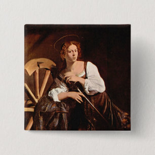 St. Catherine of Alexandria by Caravaggio 15 Cm Square Badge