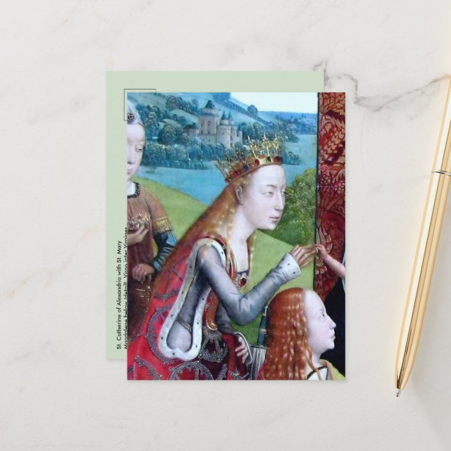 St. Catherine of Alexandria (detail; M 070) Postcard (Front/Back In Situ)