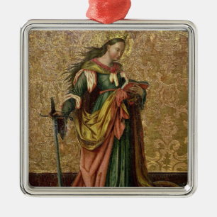 St. Catherine of Alexandria (oil on panel) 2 Metal Tree Decoration