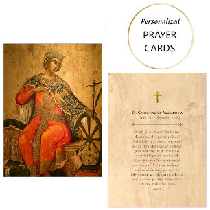 St. Catherine of Alexandria Orthodox Prayer Card  