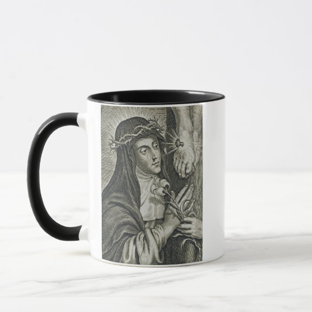 St. Catherine of Siena Crucifixion Art Noir Faith Mug (Left)