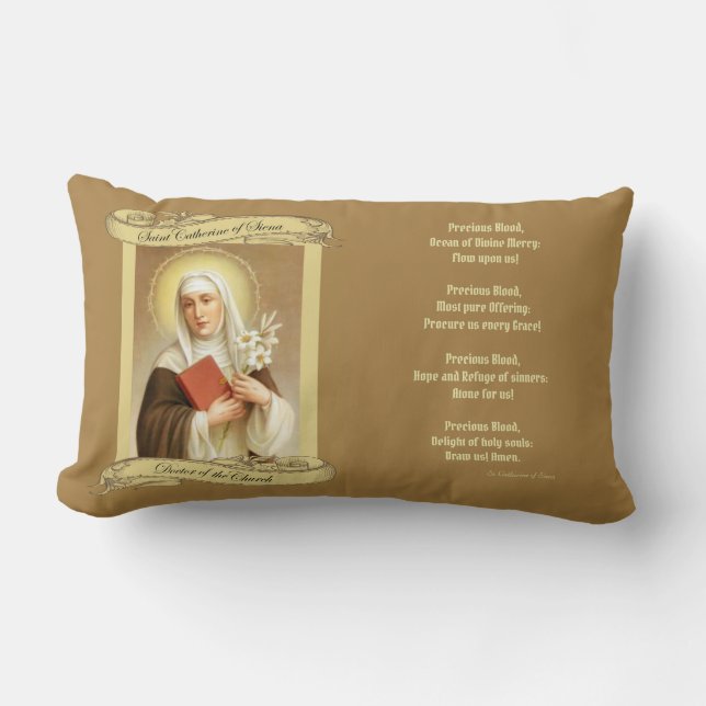 St. Catherine of Siena Doctor of the Church Lumbar Cushion (Front)
