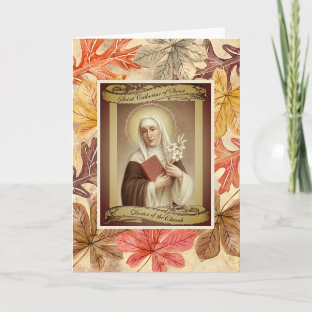 St. Catherine of SienaThanksgiving  Autumn Leaves Holiday Card (Front)