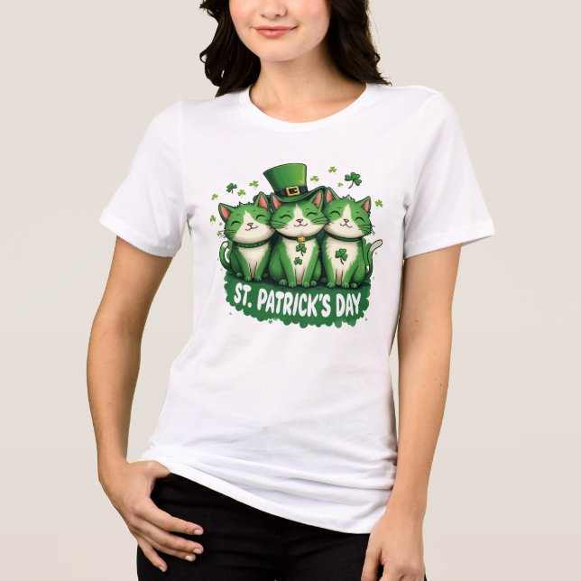 St. Catrick’s Day - Cute Cat Lover’s Tri-Blend Shirt (Front)