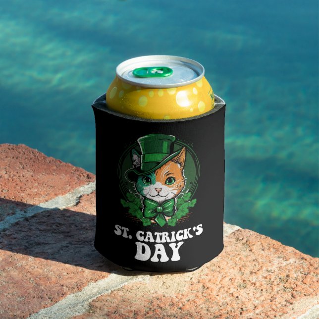 St Catricks Day Cat Lovers St Patrick's Day Can Cooler (In Situ Pool)