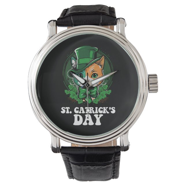 St Catricks Day Cat Lovers St Patrick's Day Watch (Front)