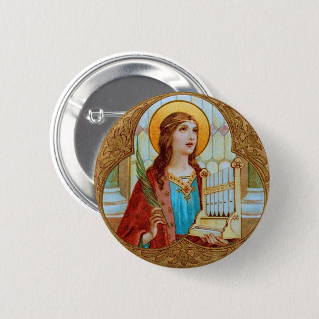 St. Cecilia of Rome (BK 003) 6 Cm Round Badge (Front & Back)