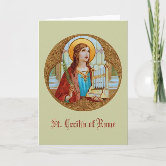 St. Cecilia of Rome (BK 003) Blank Greeting Card (Front)